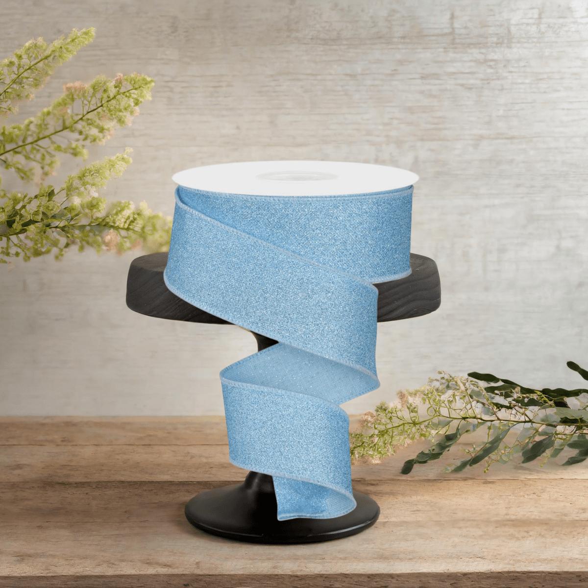 Shop For 1.5" Fine Glitter On Royal Ribbon: Pale Blue (10 Yards)