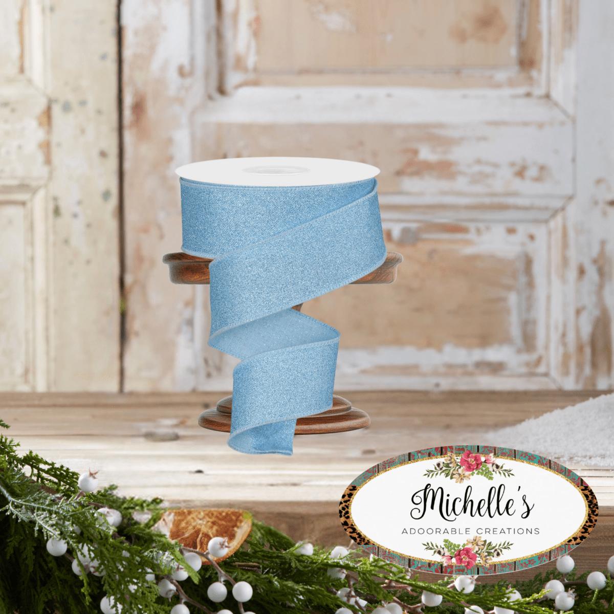 Shop For 1.5" Fine Glitter On Royal Ribbon: Pale Blue (10 Yards)