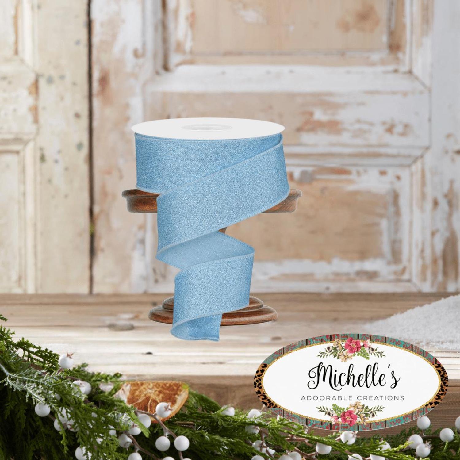 Shop For 1.5" Fine Glitter On Royal Ribbon: Pale Blue (10 Yards)