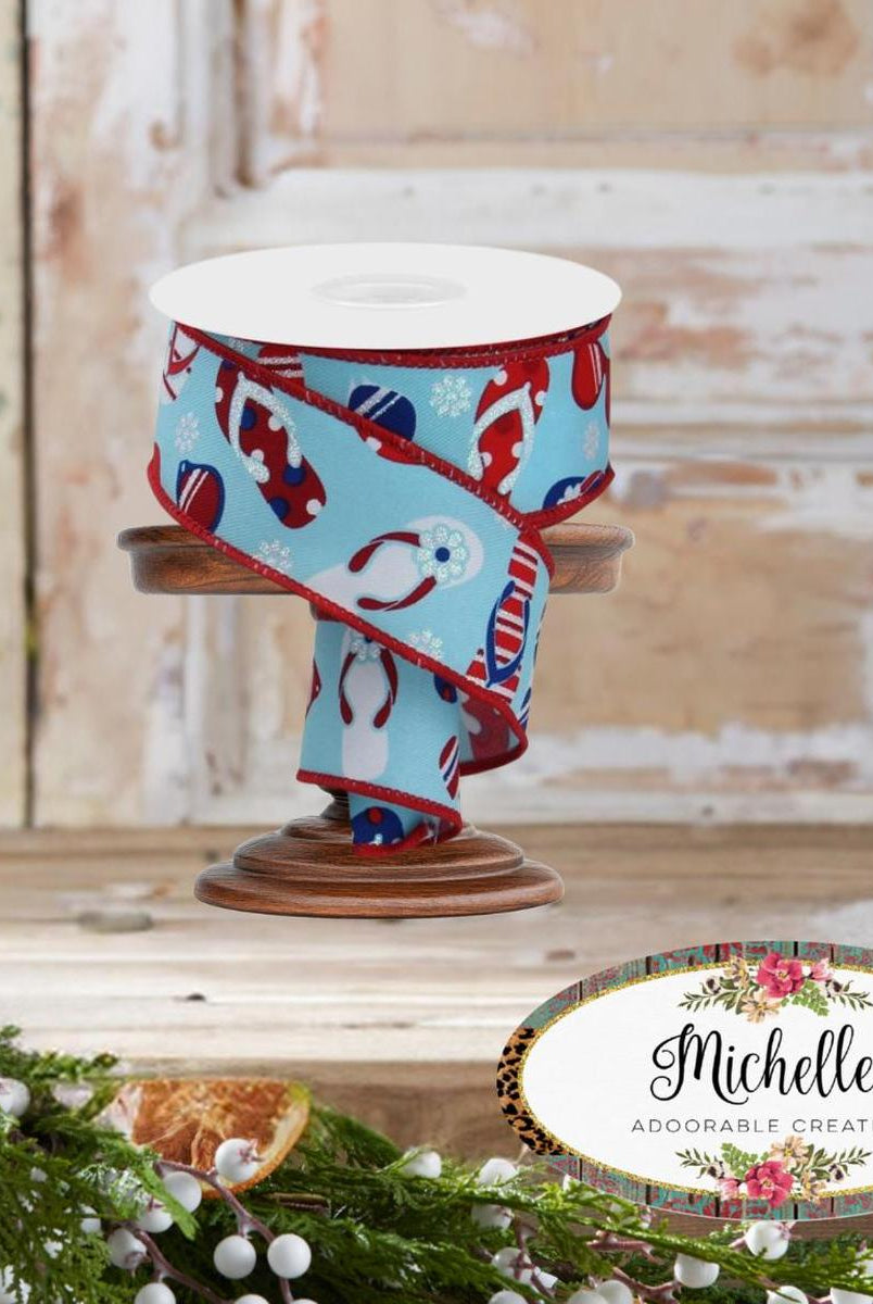 Shop For 1.5" Flip Flop and Sunglasses Ribbon: Light Blue (10 Yard)