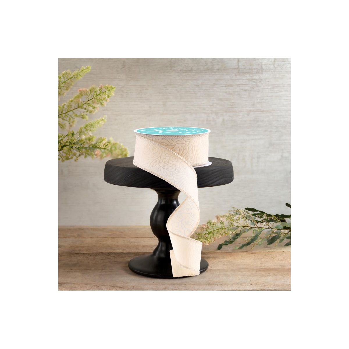 Shop For 1.5" Flower Embossed Ribbon: Cream (10 Yards)