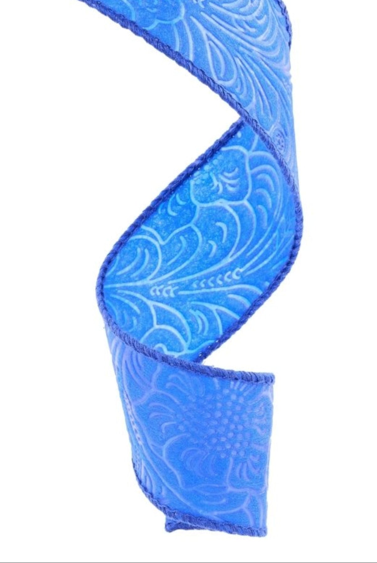 Shop For 1.5" Flower Embossed Ribbon: Royal Blue (10 Yards)
