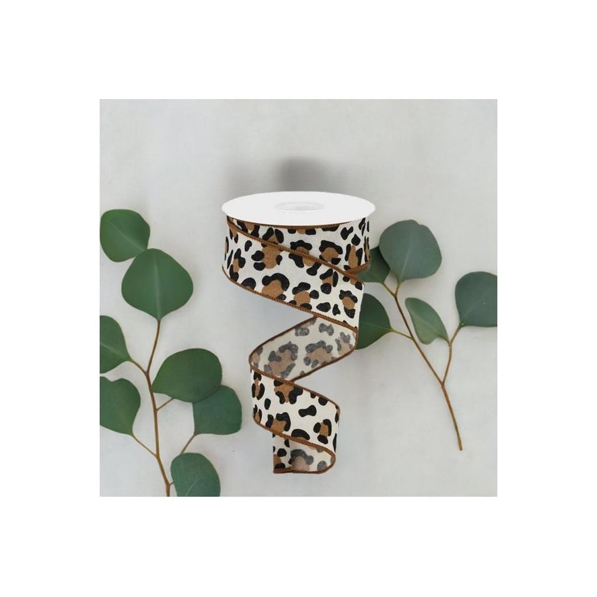 Shop For 1.5" Fuzzy Leopard Print Ribbon: Natural (10 Yards) at Michelle's aDOORable Creations