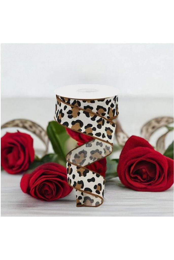 Shop For 1.5" Fuzzy Leopard Print Ribbon: Natural (10 Yards) at Michelle's aDOORable Creations