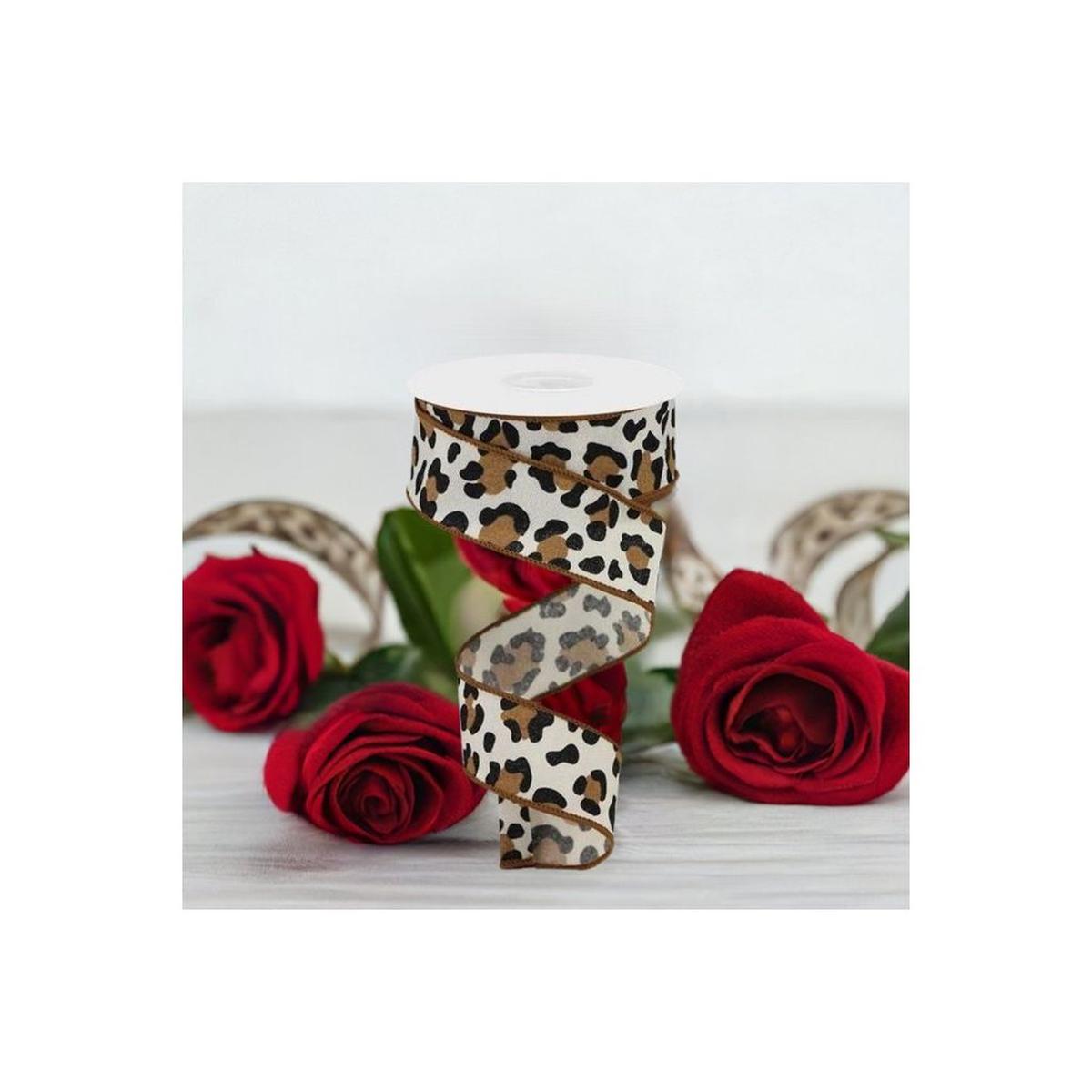 Shop For 1.5" Fuzzy Leopard Print Ribbon: Natural (10 Yards) at Michelle's aDOORable Creations