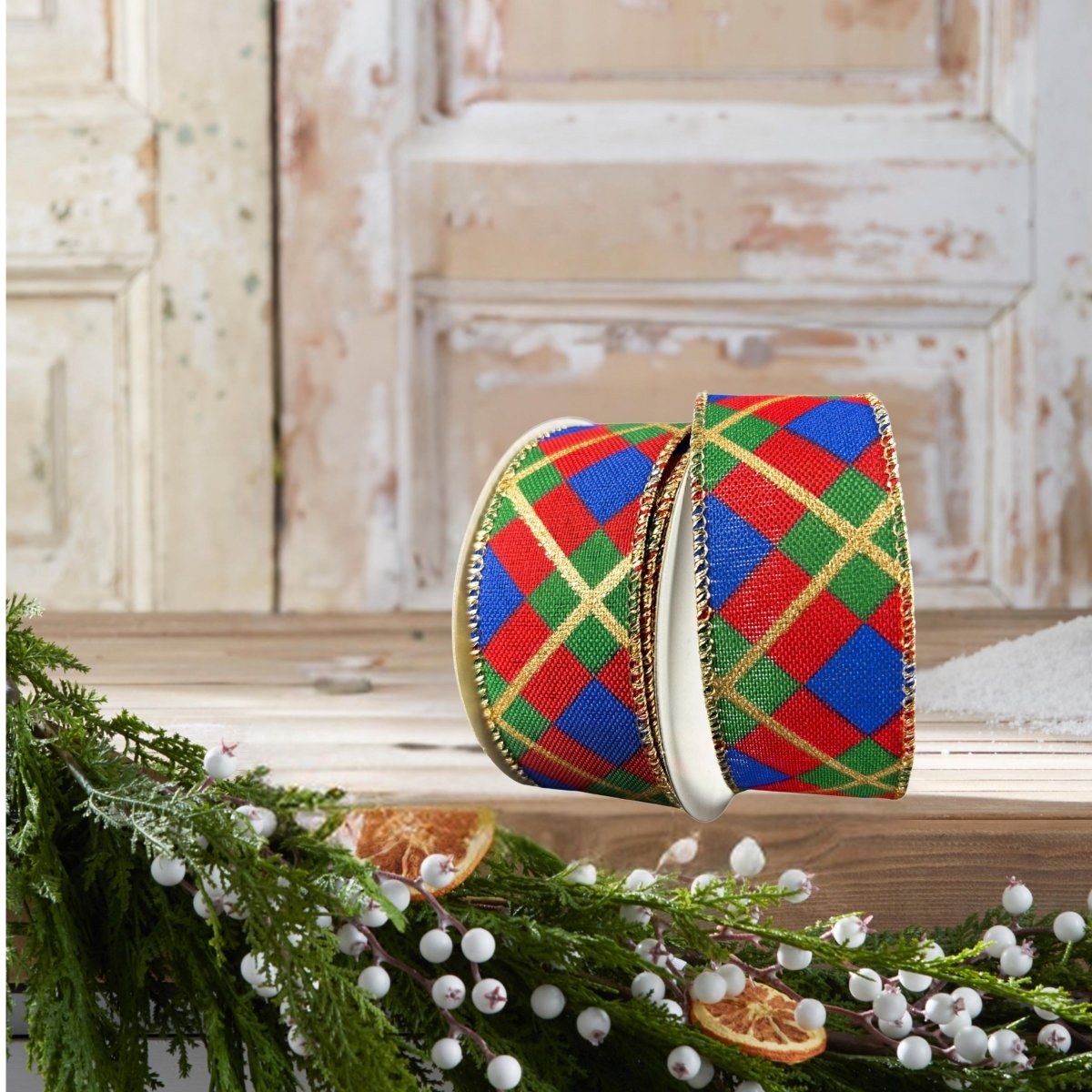 Shop For 1.5" Georgina Christmas Plaid Ribbon: Red, Blue and Green (10 Yards)