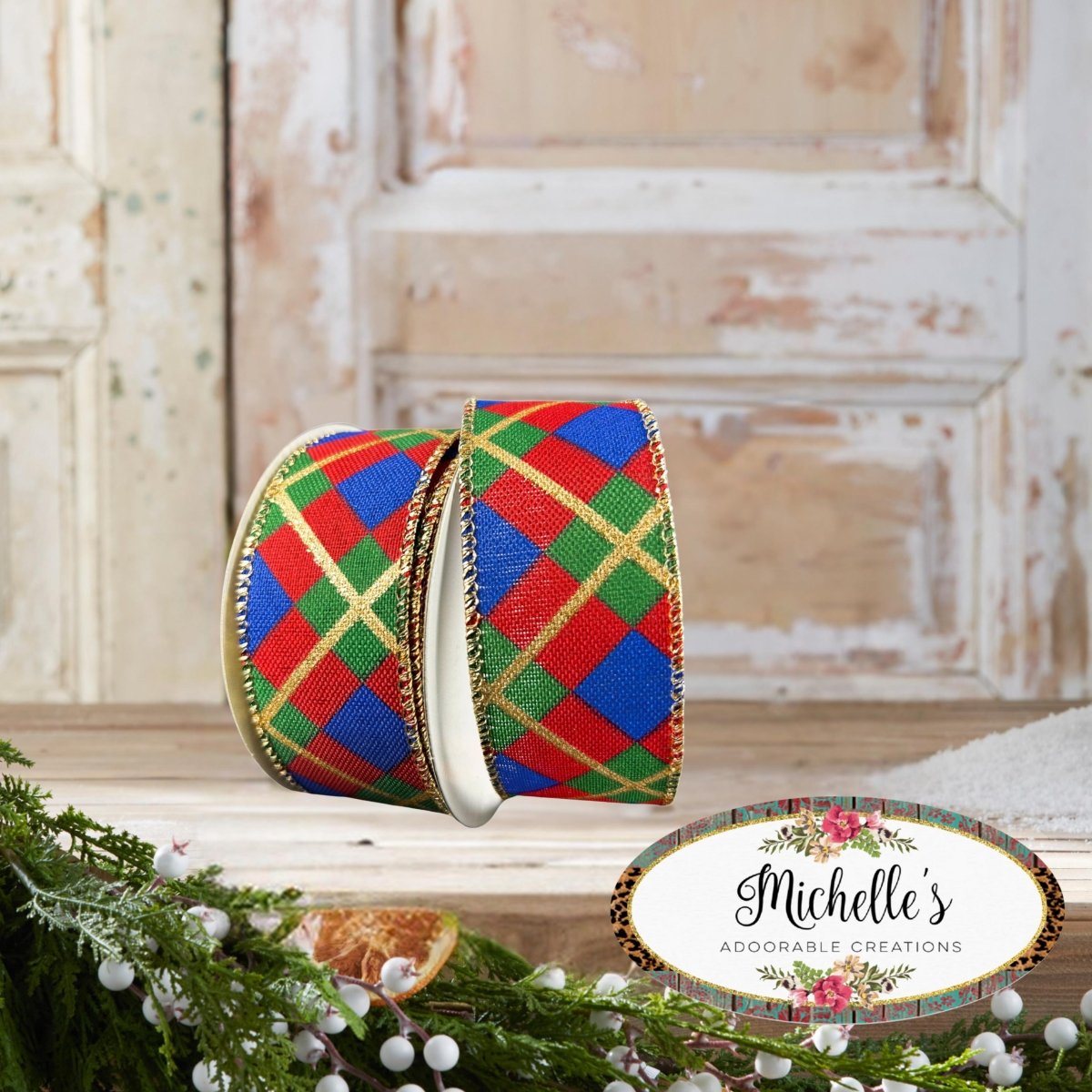 Shop For 1.5" Georgina Christmas Plaid Ribbon: Red, Blue and Green (10 Yards)