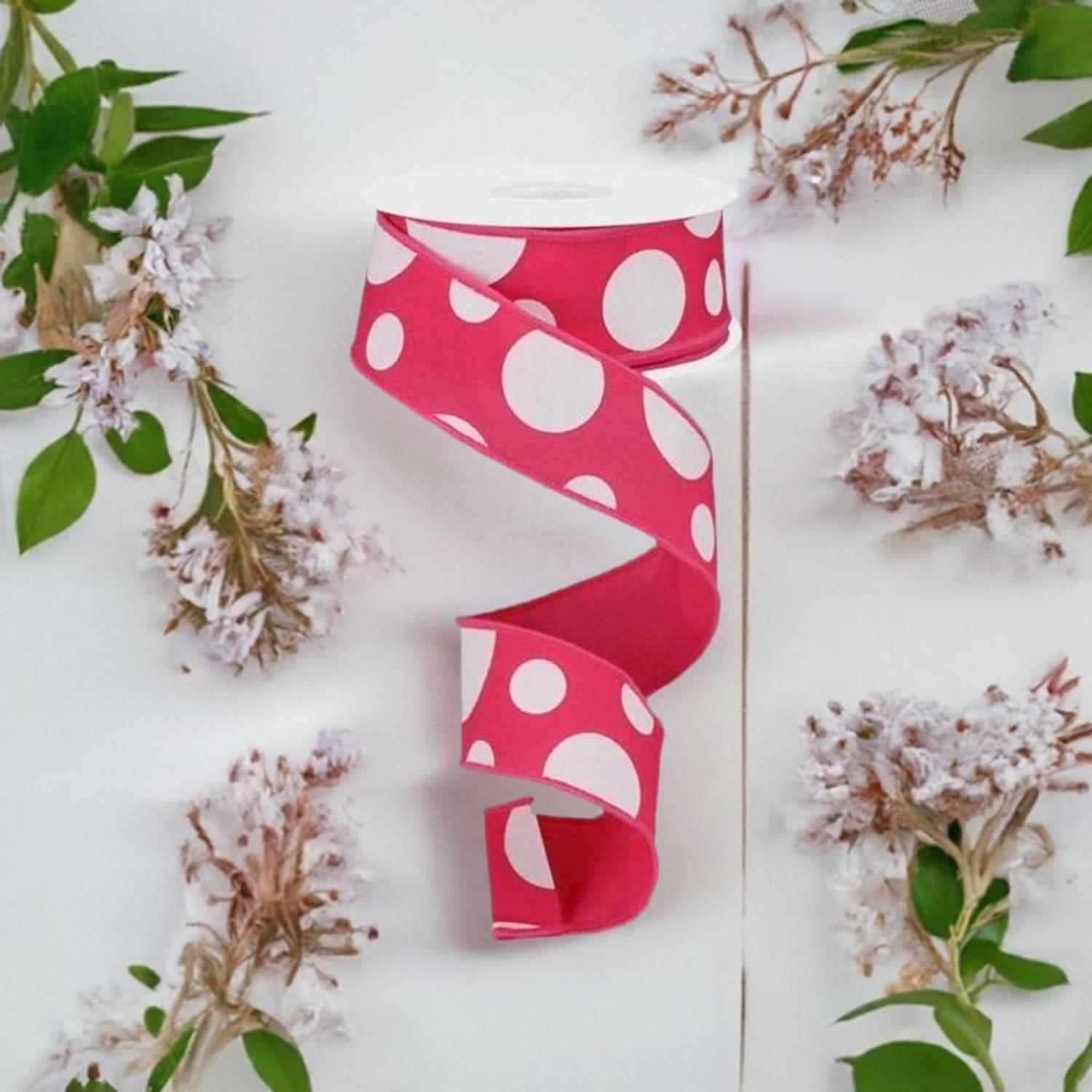 Shop For 1.5" Giant Three Size Polka Dot Ribbon: Hot Pink & White (10 Yards) at Michelle's aDOORable Creations