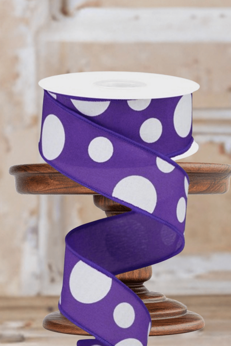 Shop For 1.5" Giant Three Size Polka Dot Ribbon: Purple (10 Yards)