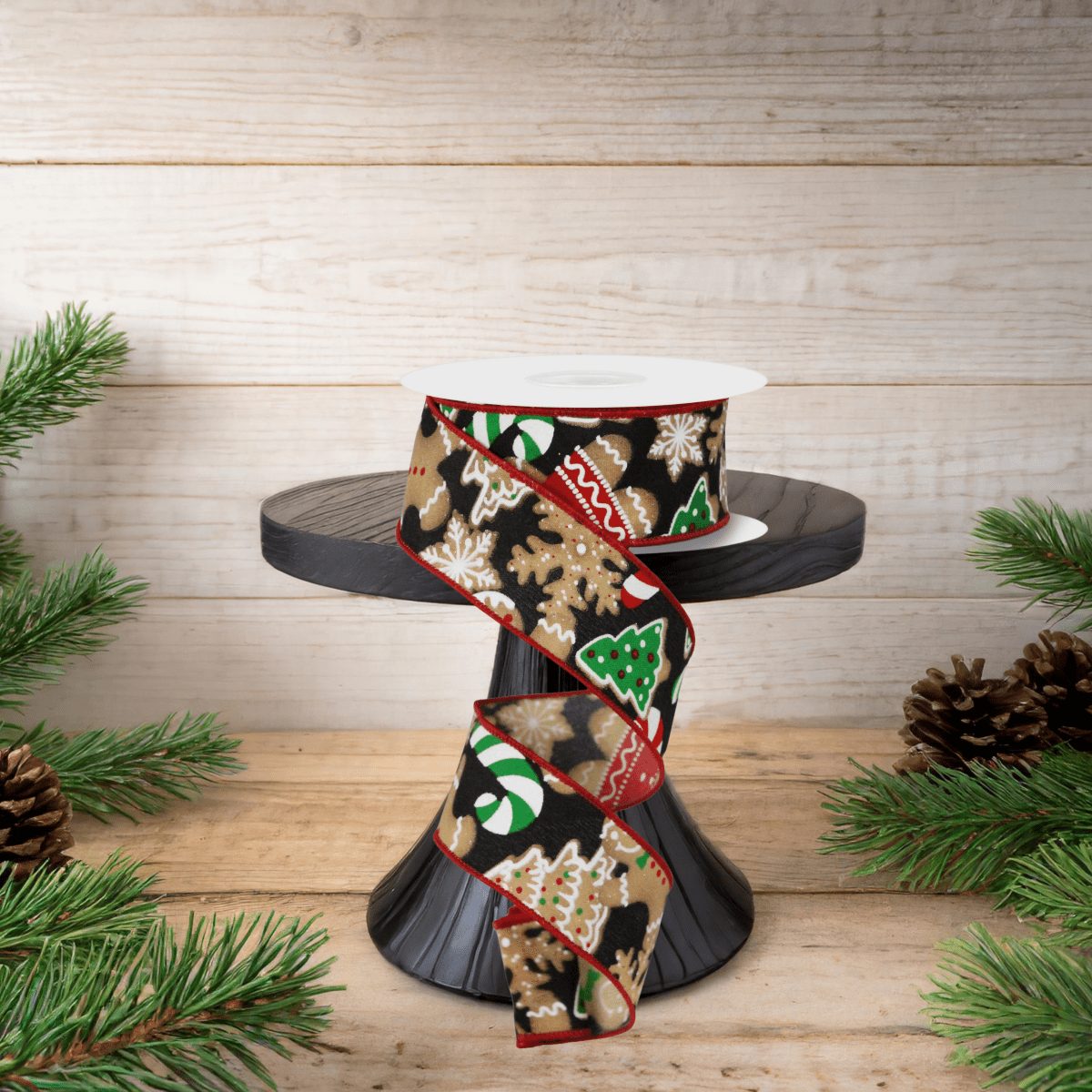 Shop For 1.5" Gingerbread Cookies Ribbon: Black (10 Yards)