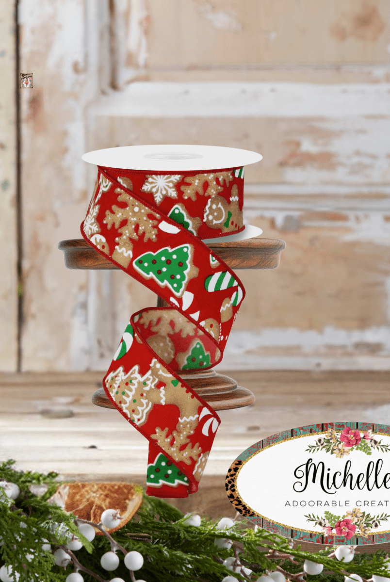 Shop For 1.5" Gingerbread Cookies Ribbon: Red (10 Yards)