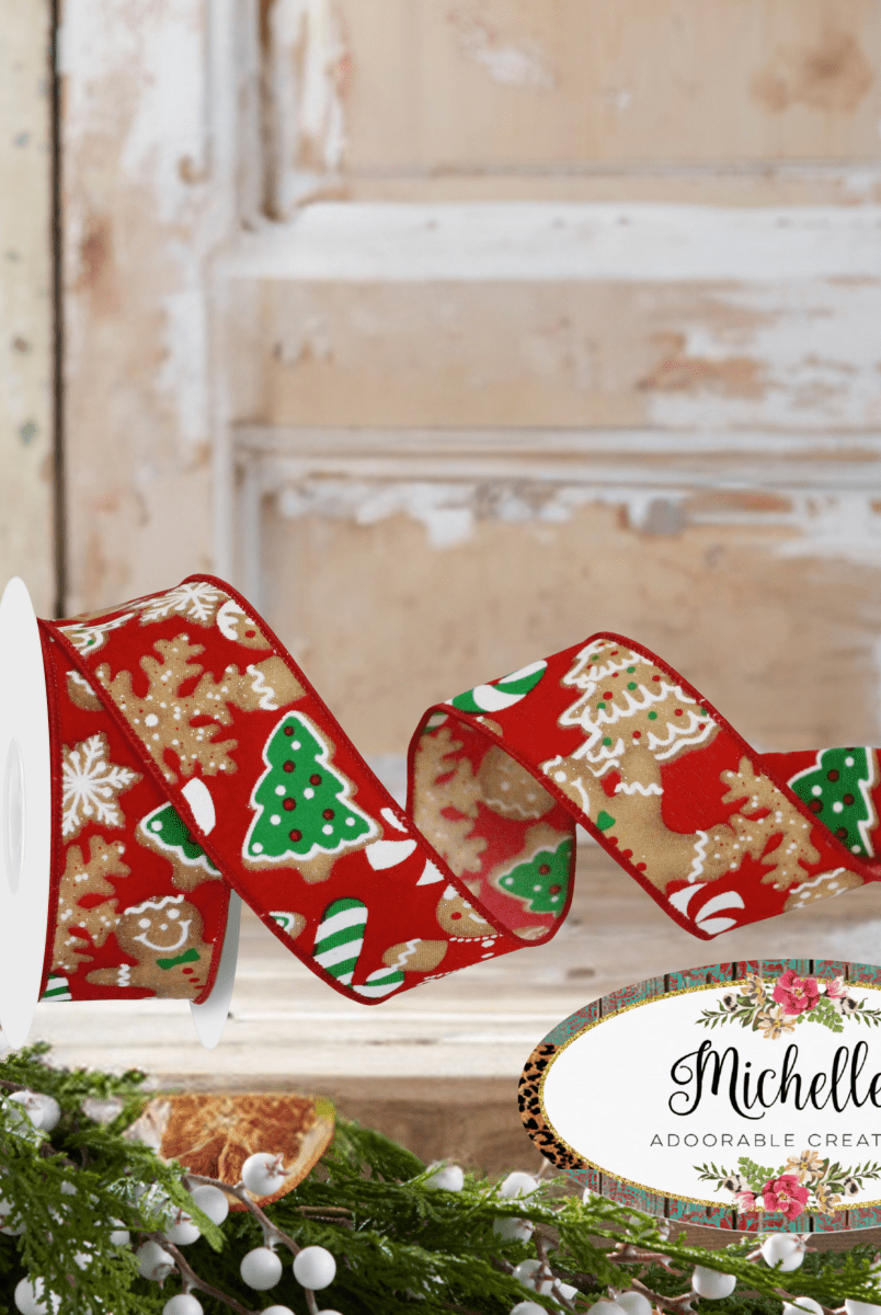Shop For 1.5" Gingerbread Cookies Ribbon: Red (10 Yards)