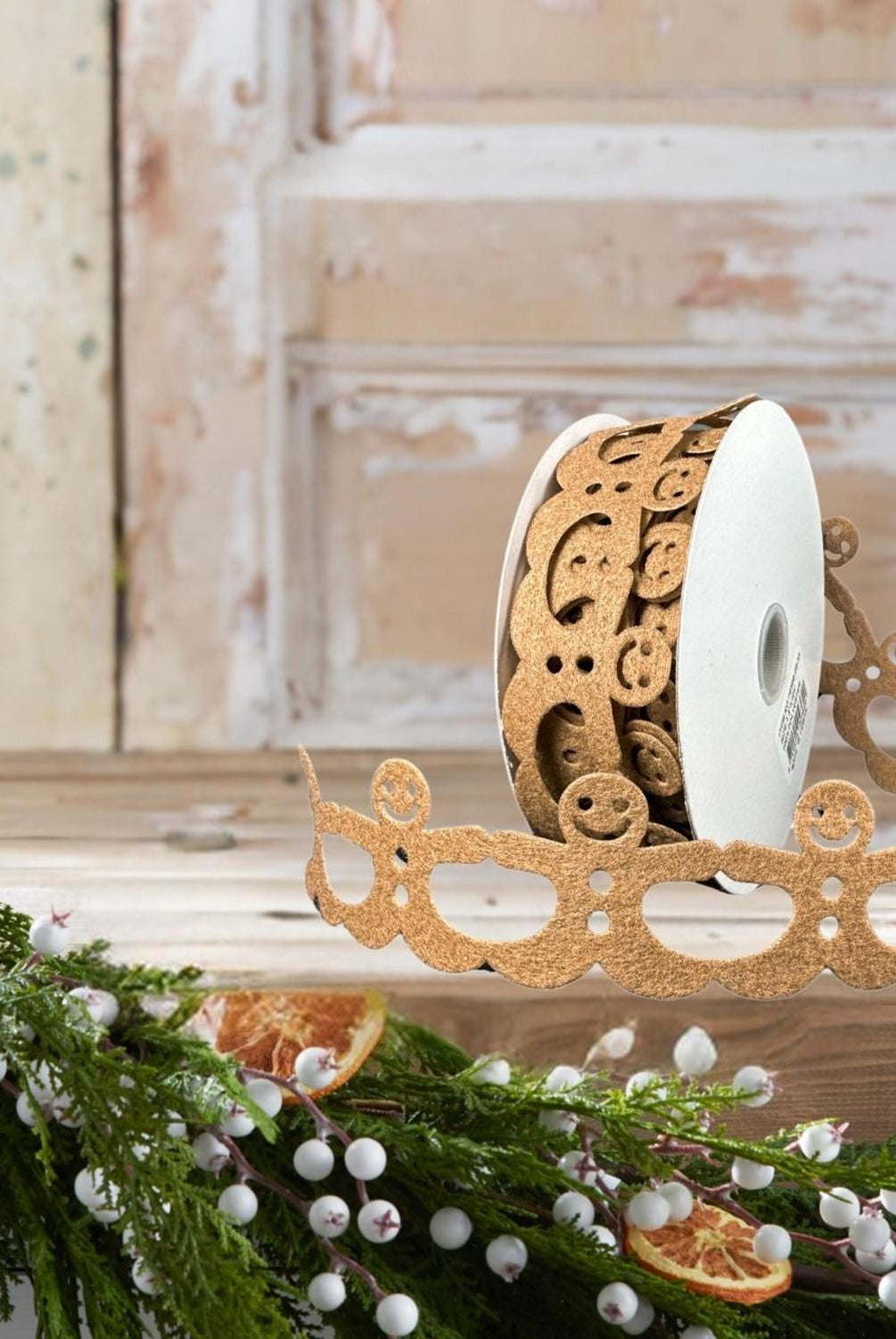 1.5" Gingerbread Man Shaped Ribbon: Brown (10 Yards)