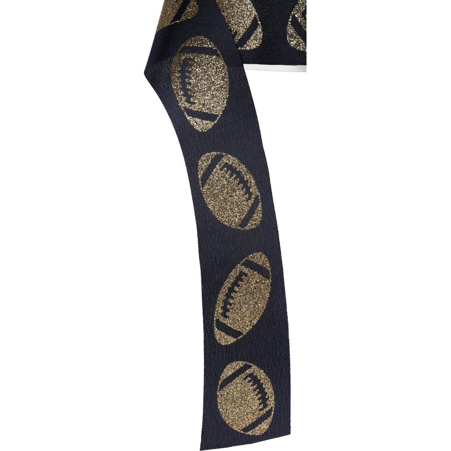 Shop For 1.5" Glitter Football Ribbon: Black/Gold (100 Feet)