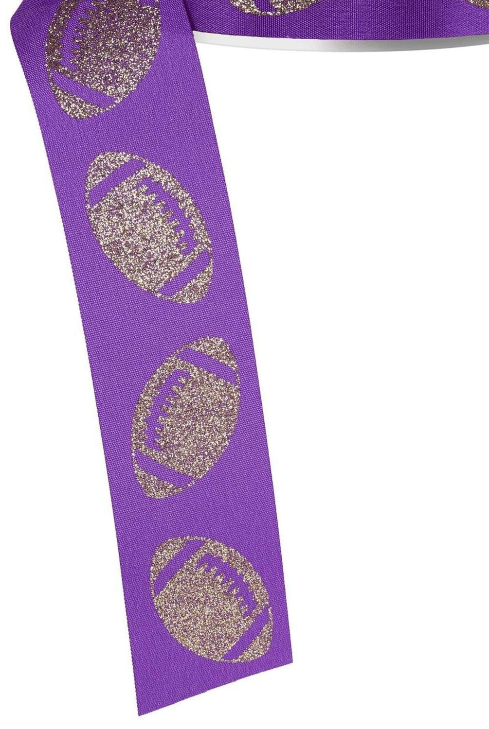 1.5" Glitter Football Ribbon: Purple/Gold (100 Feet)