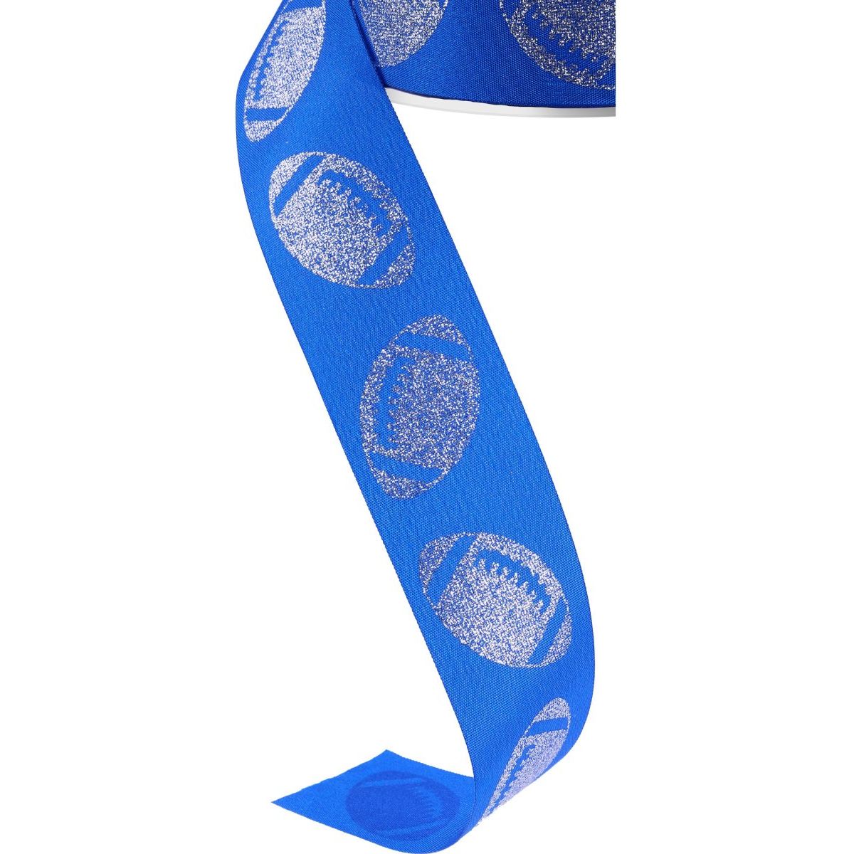 Shop For 1.5" Glitter Football Ribbon: Royal Blue/Silver (100 Feet)