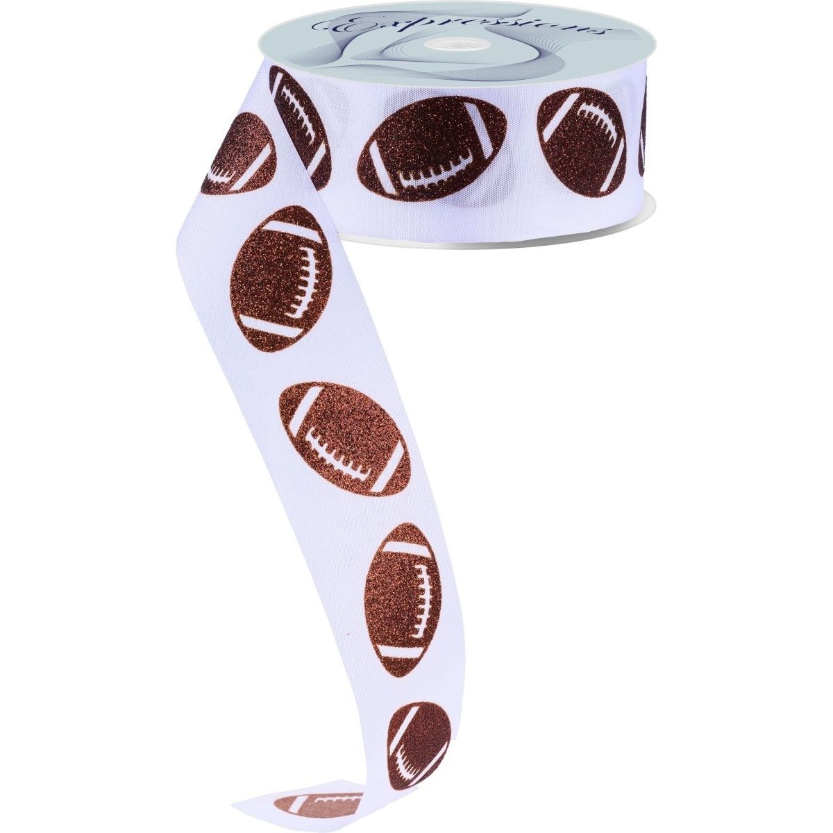 Shop For 1.5" Glitter Football Ribbon: White (100 Feet)