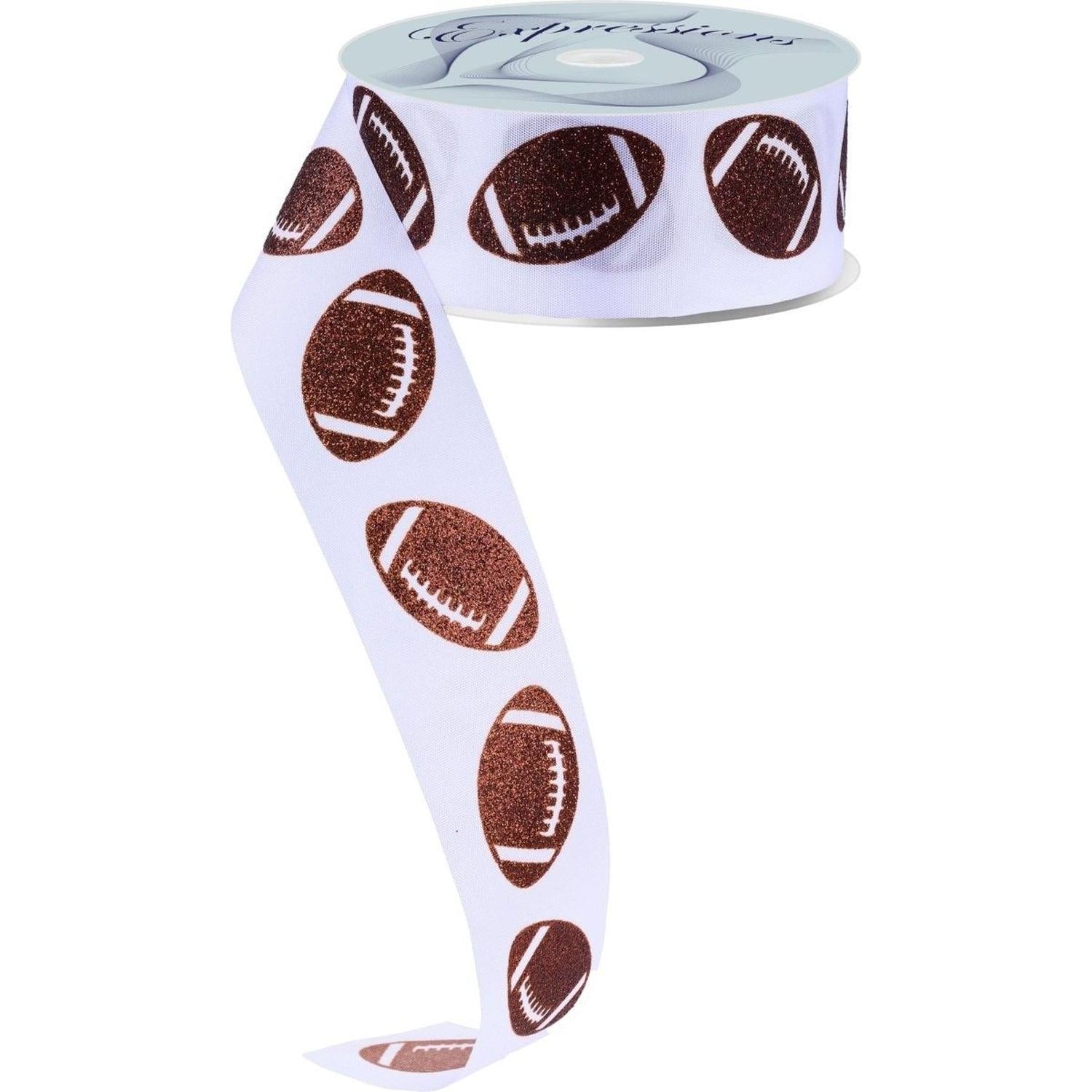Shop For 1.5" Glitter Football Ribbon: White (100 Feet)