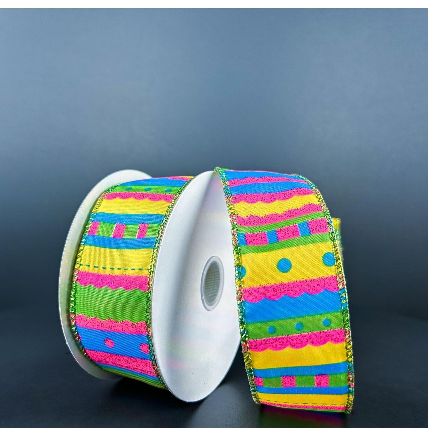 Shop For 1.5" Glitter Fun Satin Stripe Ribbon: Multi (10 Yards)