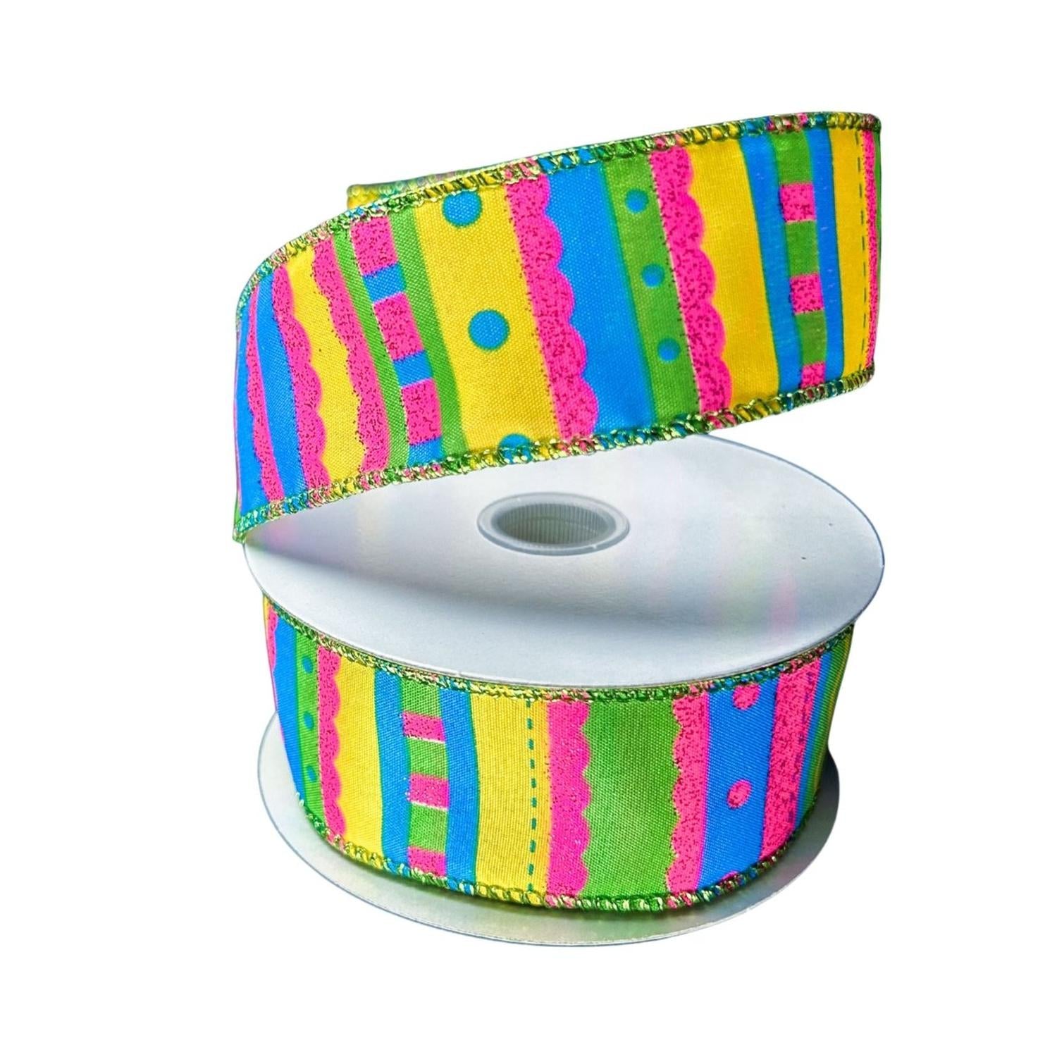 Shop For 1.5" Glitter Fun Satin Stripe Ribbon: Multi (10 Yards)