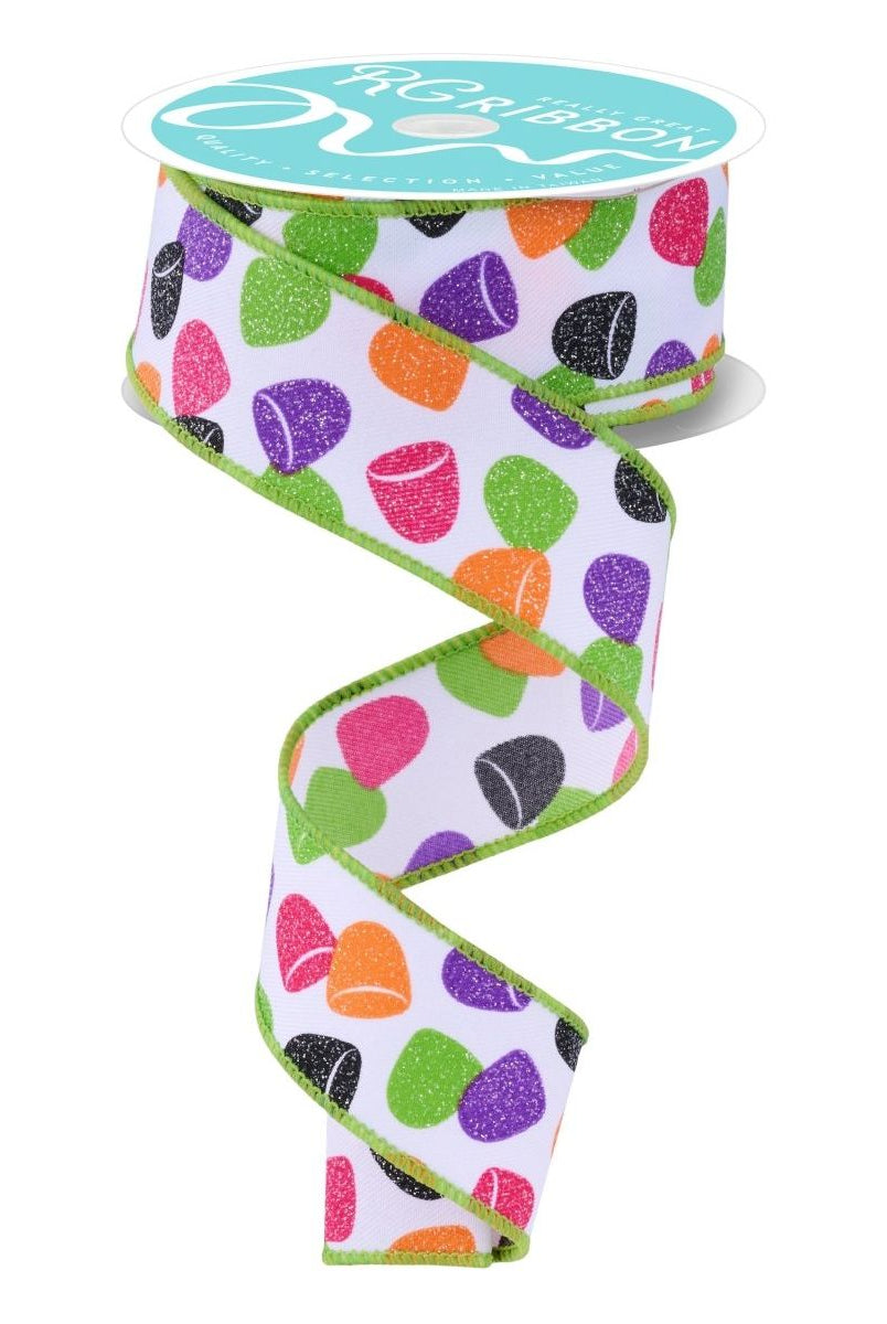 Shop For 1.5" Glitter Gumdrop Ribbon: Pink/Lime (10 Yards)