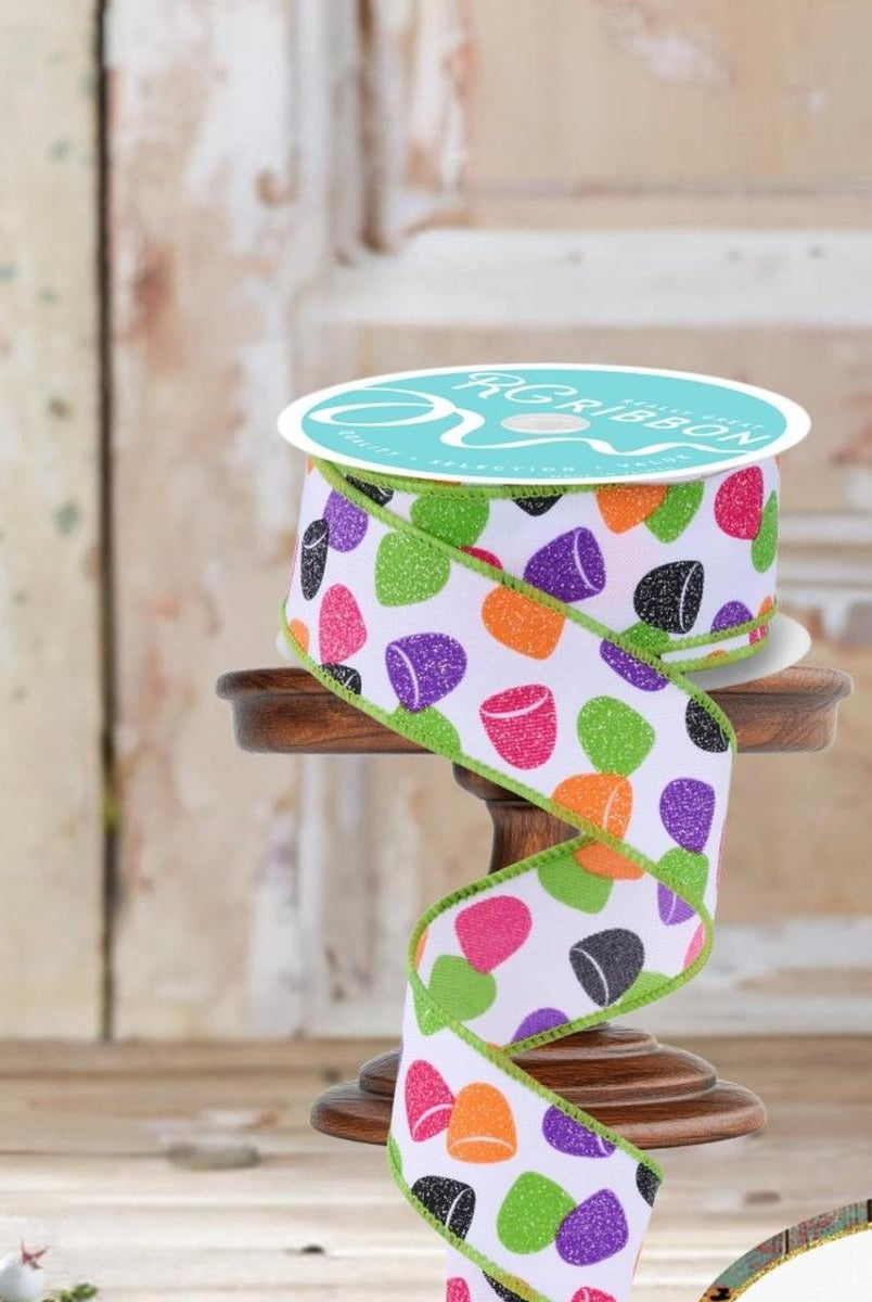Shop For 1.5" Glitter Gumdrop Ribbon: Pink/Lime (10 Yards)