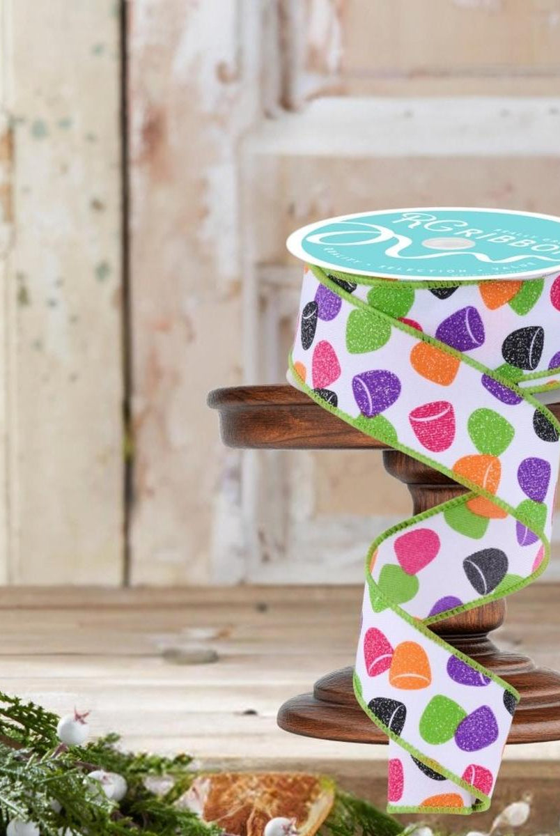 Shop For 1.5" Glitter Gumdrop Ribbon: Pink/Lime (10 Yards)