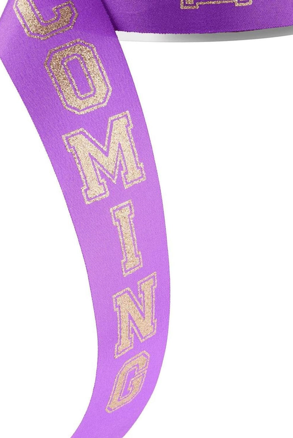 1.5" Glitter Homecoming Ribbon: Purple/Gold (100 Feet)
