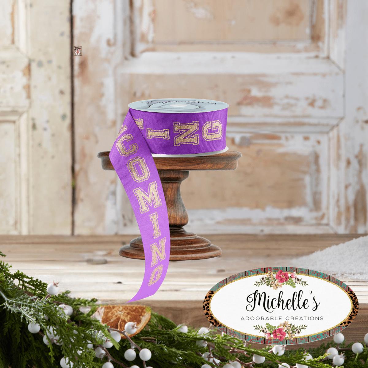 Shop For 1.5" Glitter Homecoming Ribbon: Purple/Gold (100 Feet)