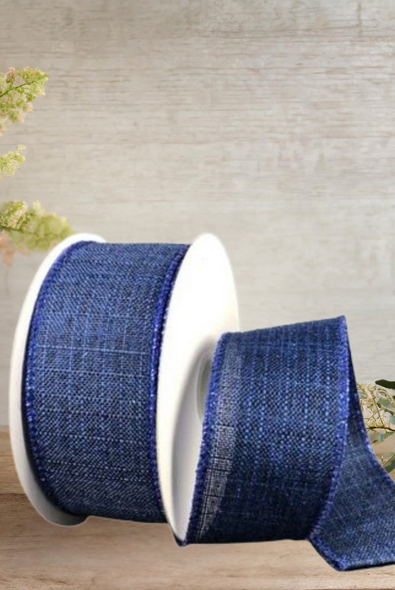 Shop For 1.5" Glitter Linen Ribbon: Navy Blue (10 Yards)