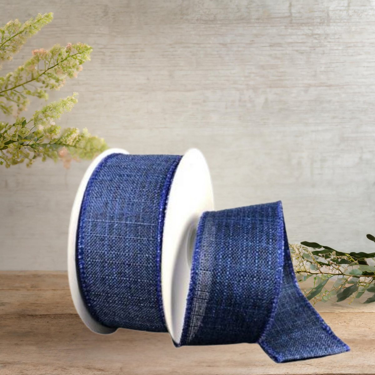 Shop For 1.5" Glitter Linen Ribbon: Navy Blue (10 Yards)
