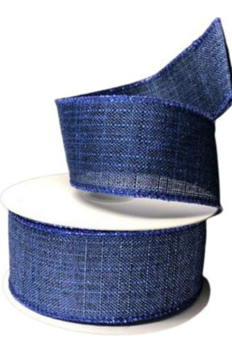 Shop For 1.5" Glitter Linen Ribbon: Navy Blue (10 Yards)