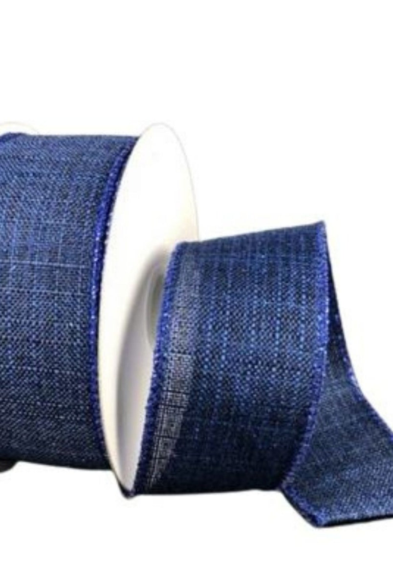 Shop For 1.5" Glitter Linen Ribbon: Navy Blue (10 Yards)