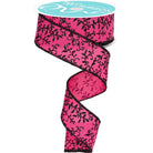 Shop For 1.5" Glitter Mini Leaf Vines Ribbon: Pink/Black (10 Yards)