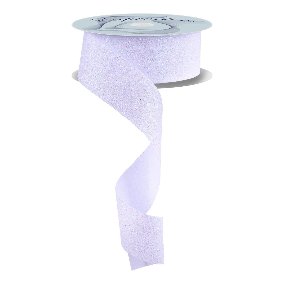 Shop For 1.5" Glitter on Fabric Ribbon: Iridescent White (25 Yards)