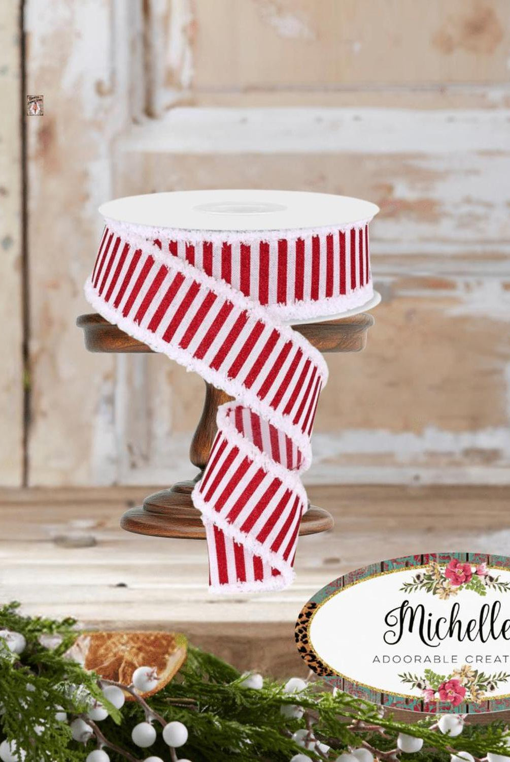 1.5" Glitter Stripe Drift Ribbon: Red (10 Yards)