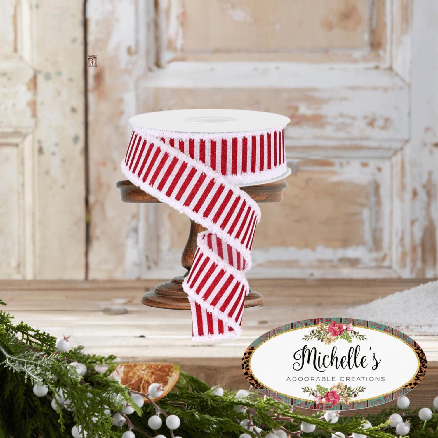 1.5" Glitter Stripe Drift Ribbon: Red (10 Yards)