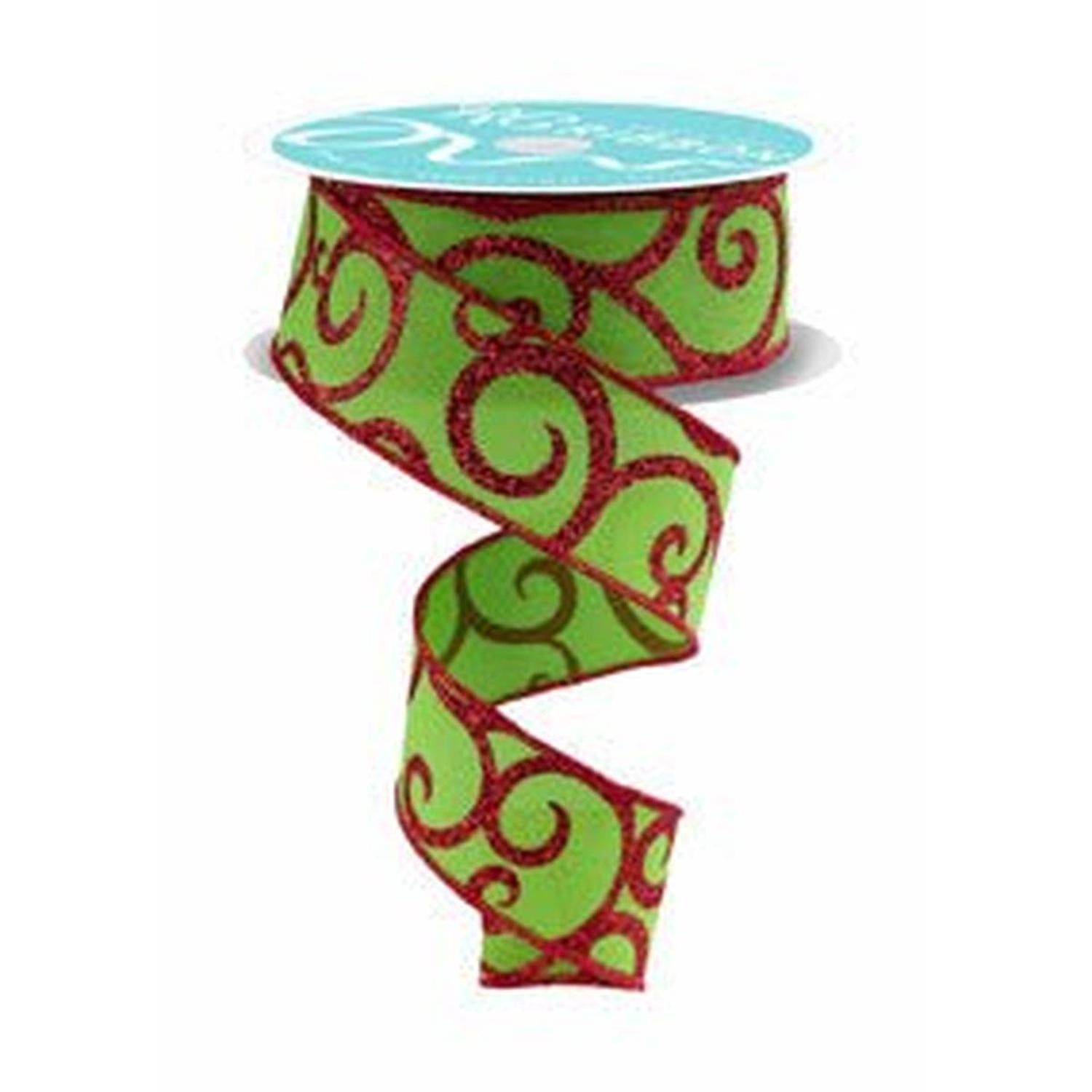 Shop For 1.5" Glitter Swirl Ribbon: Green/Red (10 Yards)