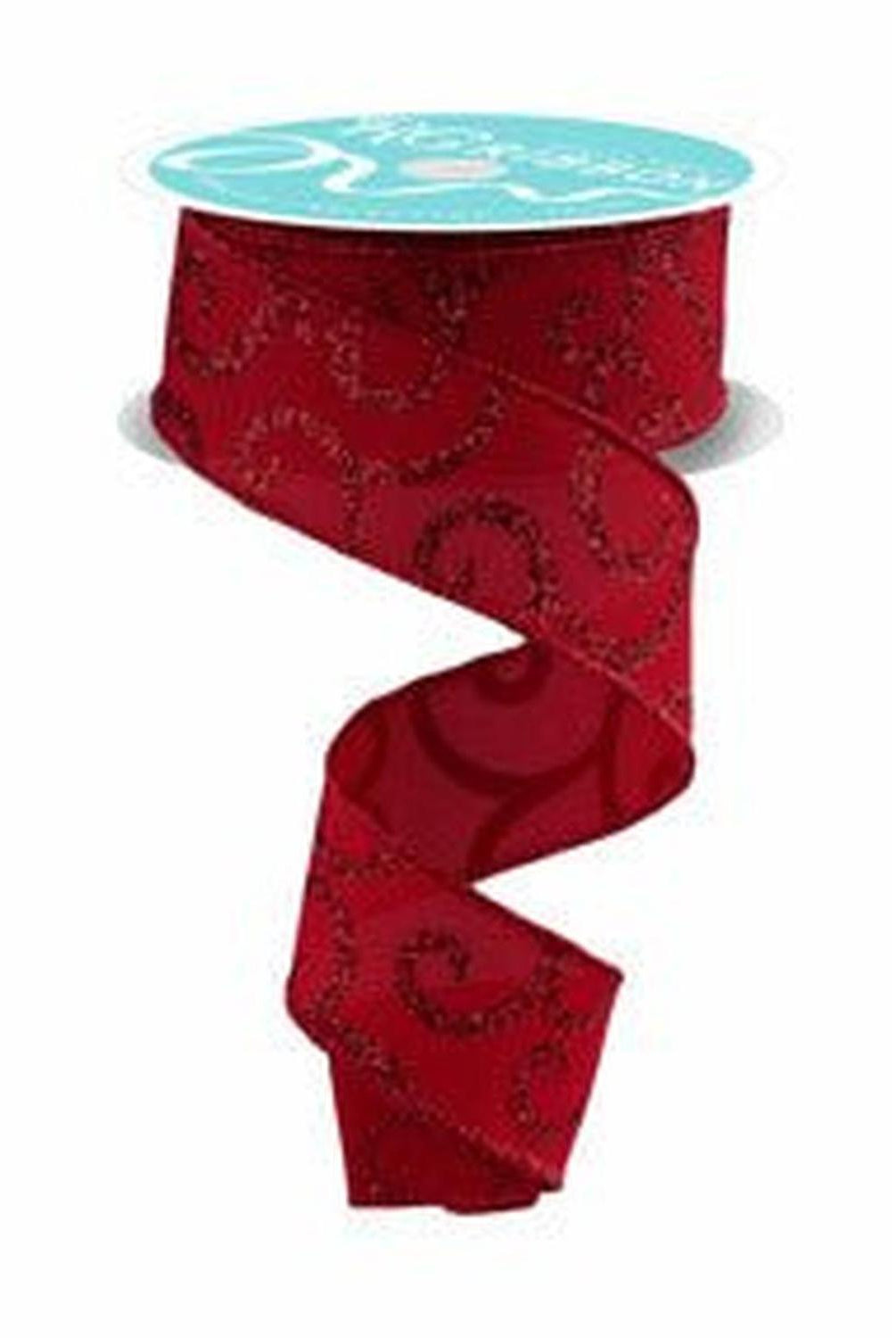 1.5" Glitter Swirl Ribbon: Red (10 Yards)