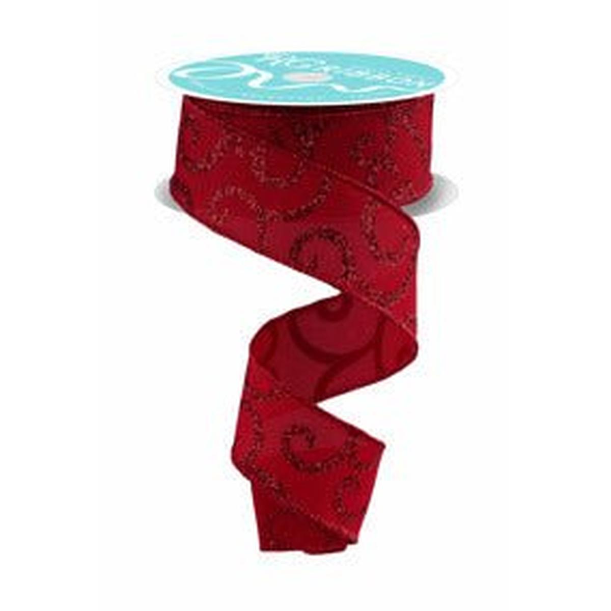 Shop For 1.5" Glitter Swirl Ribbon: Red (10 Yards)