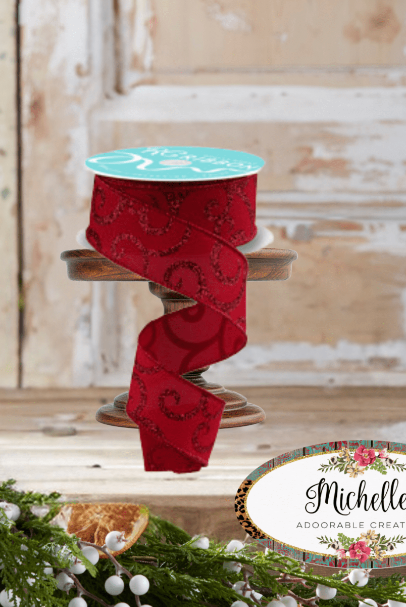 Shop For 1.5" Glitter Swirl Ribbon: Red (10 Yards)