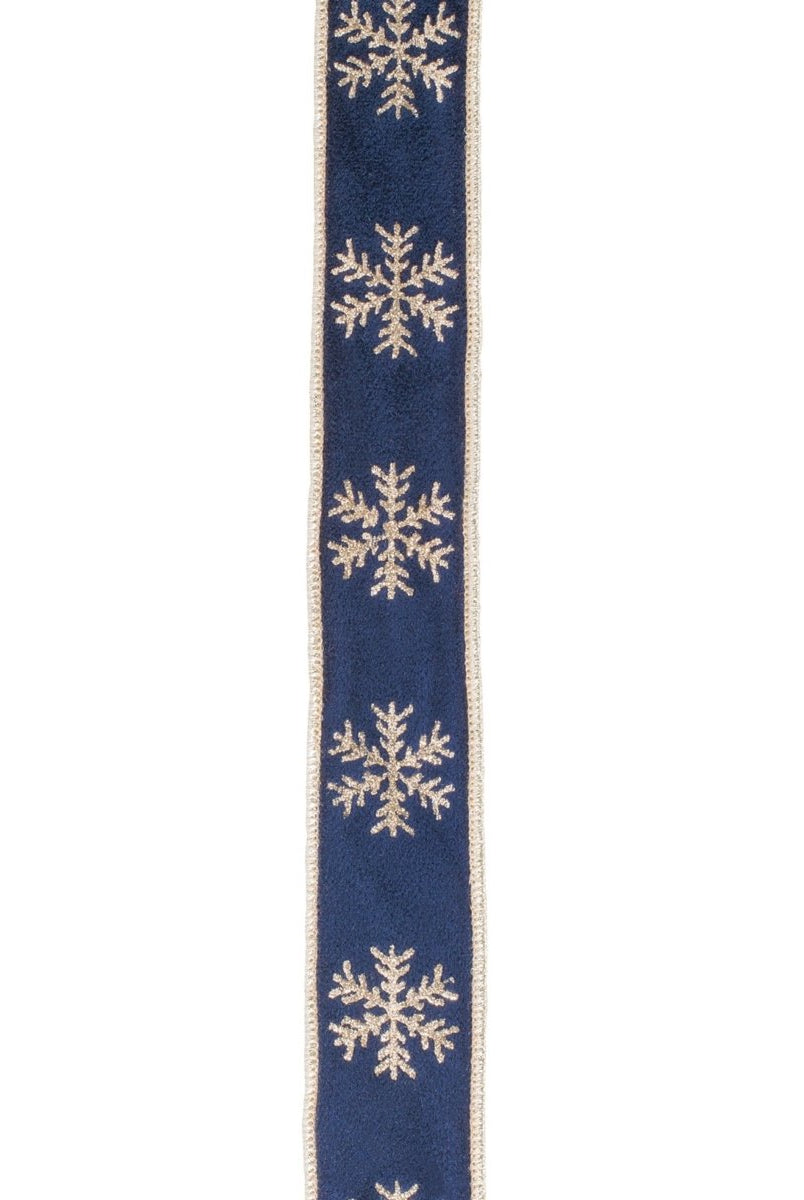 Shop For 1.5" Gold Snowflake Ribbon: Blue (5 Yards)