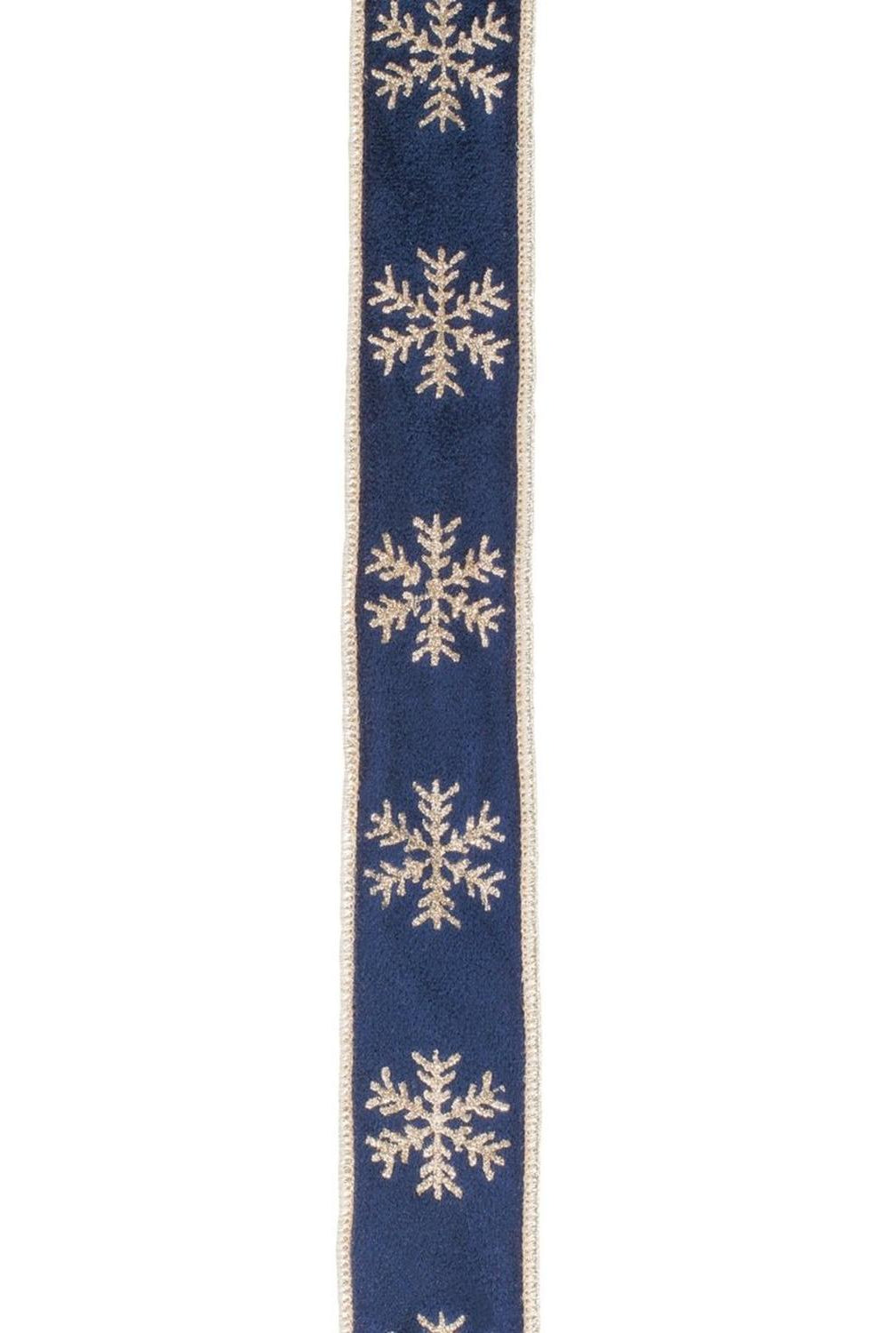 Shop For 1.5" Gold Snowflake Ribbon: Blue (5 Yards)