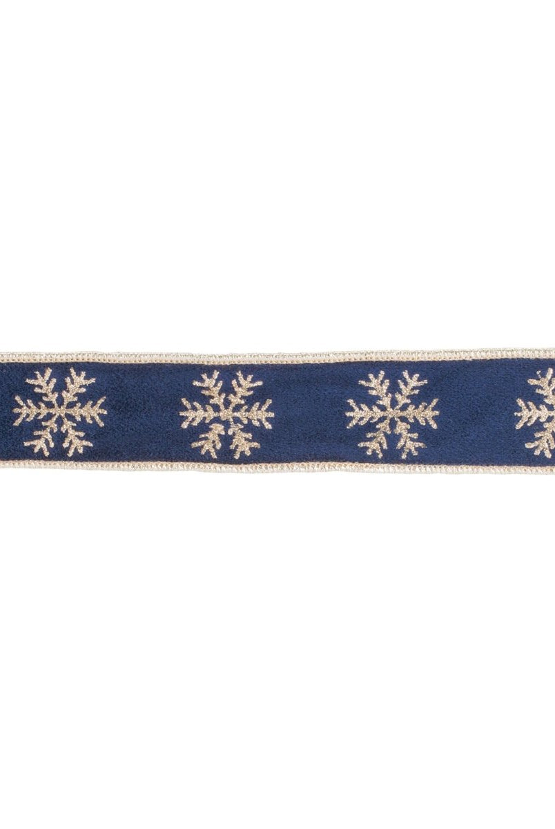 Shop For 1.5" Gold Snowflake Ribbon: Blue (5 Yards)