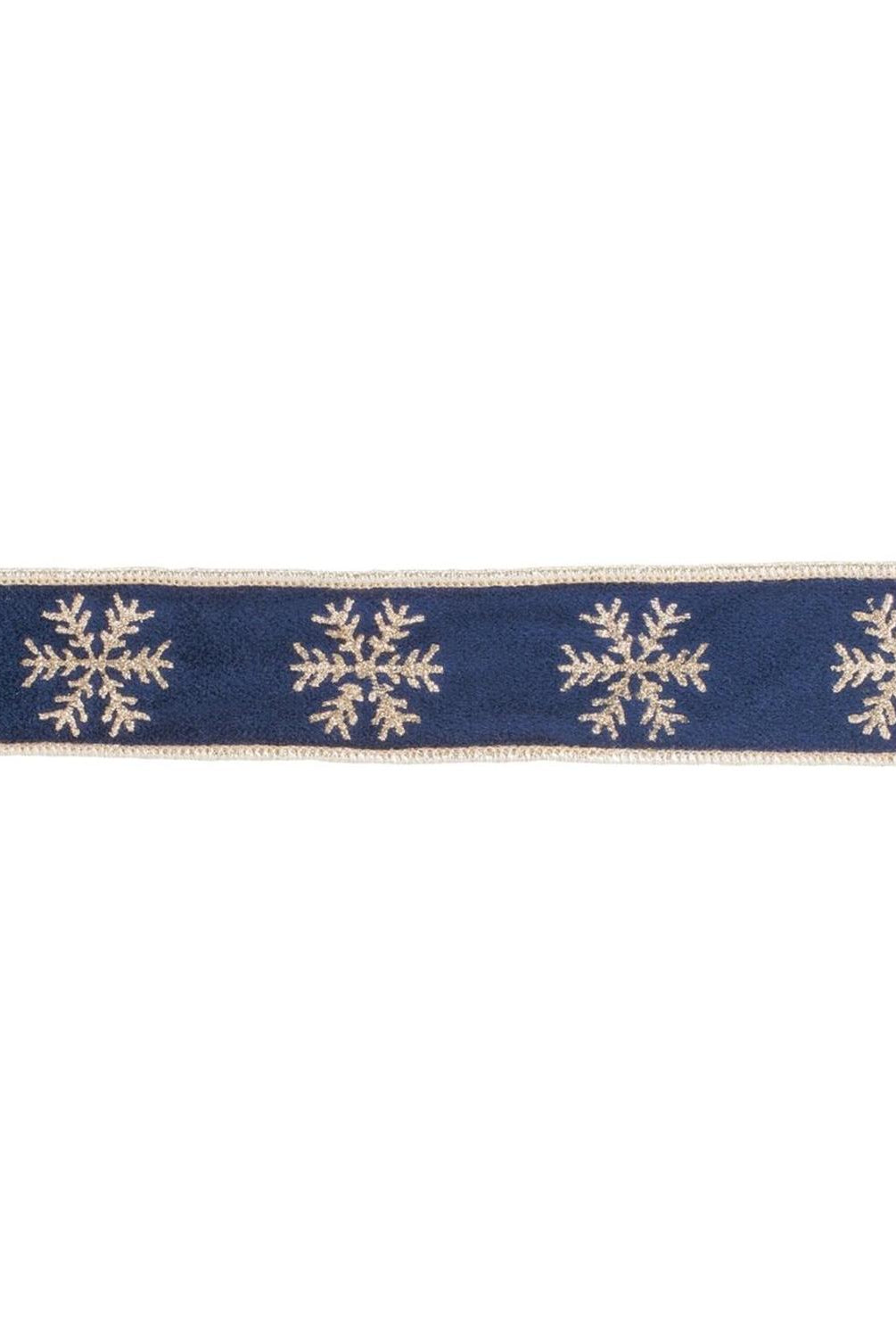 Shop For 1.5" Gold Snowflake Ribbon: Blue (5 Yards)