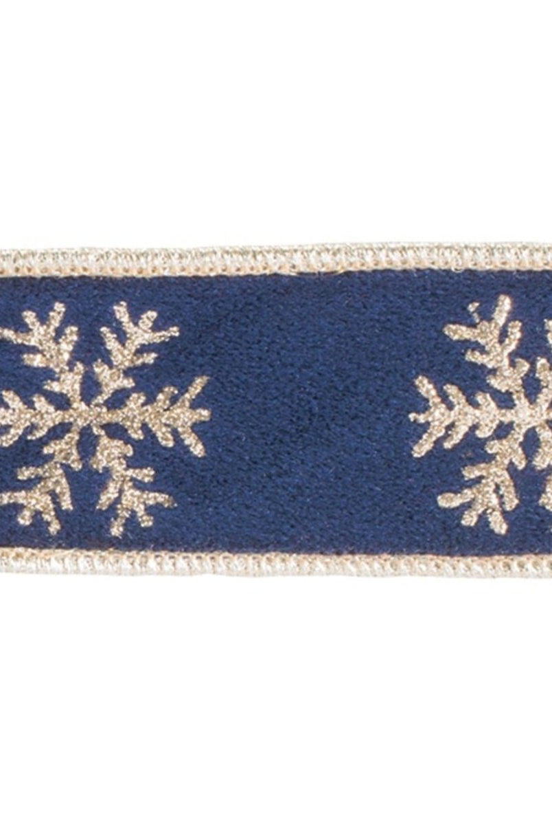 Shop For 1.5" Gold Snowflake Ribbon: Blue (5 Yards)