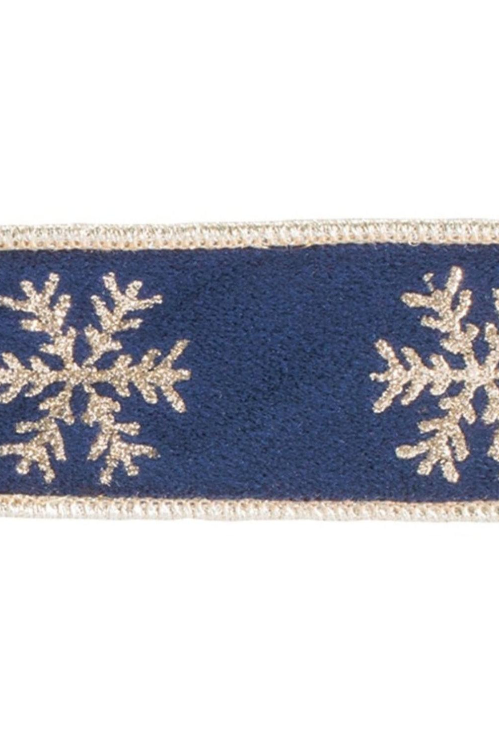 Shop For 1.5" Gold Snowflake Ribbon: Blue (5 Yards)