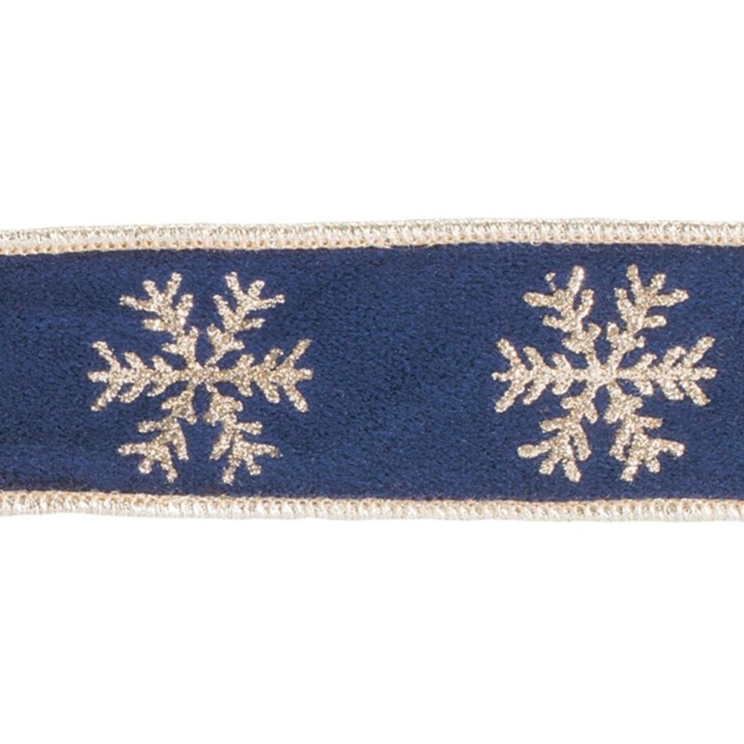 Shop For 1.5" Gold Snowflake Ribbon: Blue (5 Yards)