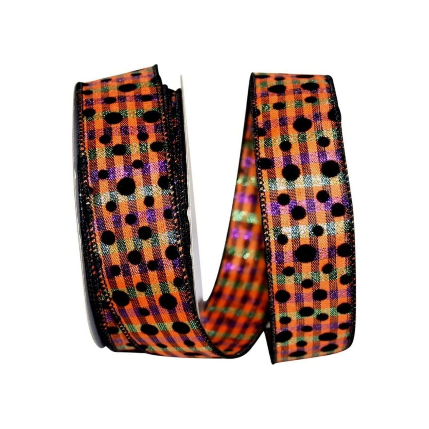 Shop For 1.5" Halloween Felt Dots Ribbon: Orange/Purple (20 Yards)