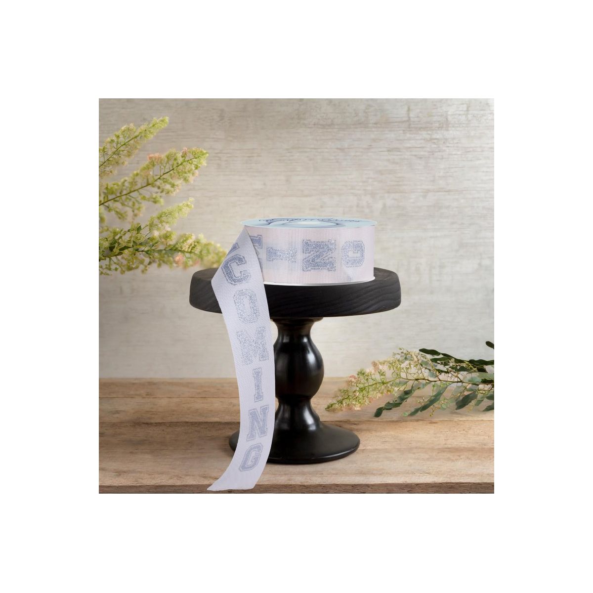 Shop For 1.5" Homecoming Ribbon: Ivory/Silver (100 Feet)